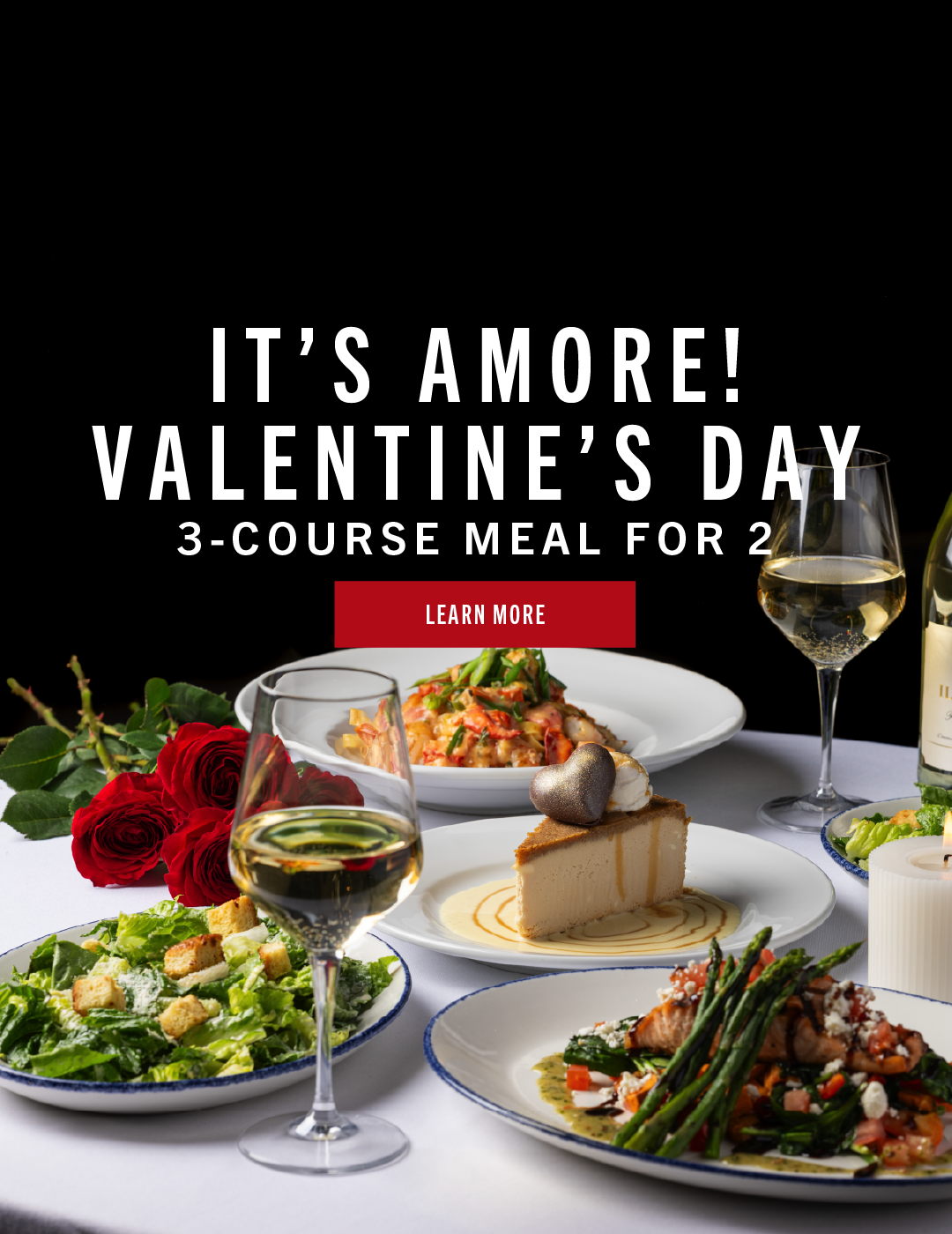 It's amore! Valentine's Day 3-course meal for 2. Reserve today